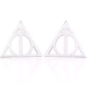𝅺SILVER Stainless Steel Deathly Hallows Earrings